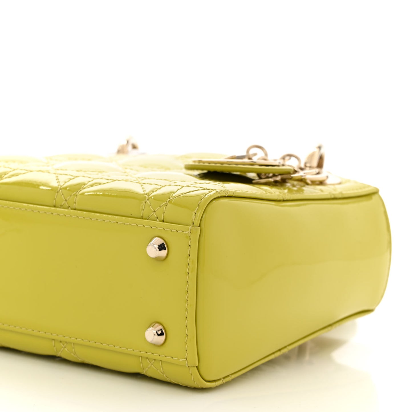 Patent Cannage Mini Lady Dior Lime Yellow