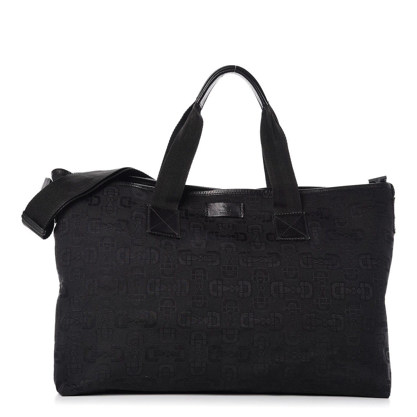 Horsebit Canvas Glam Tote Black