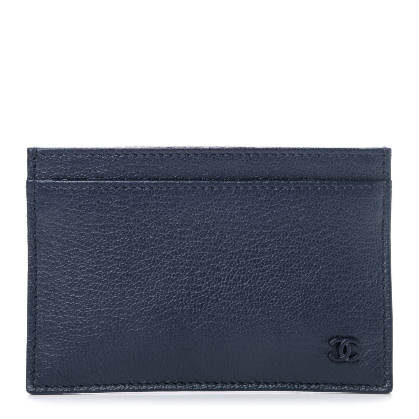 Grained Calfskin CC Card Holder Navy Blue
