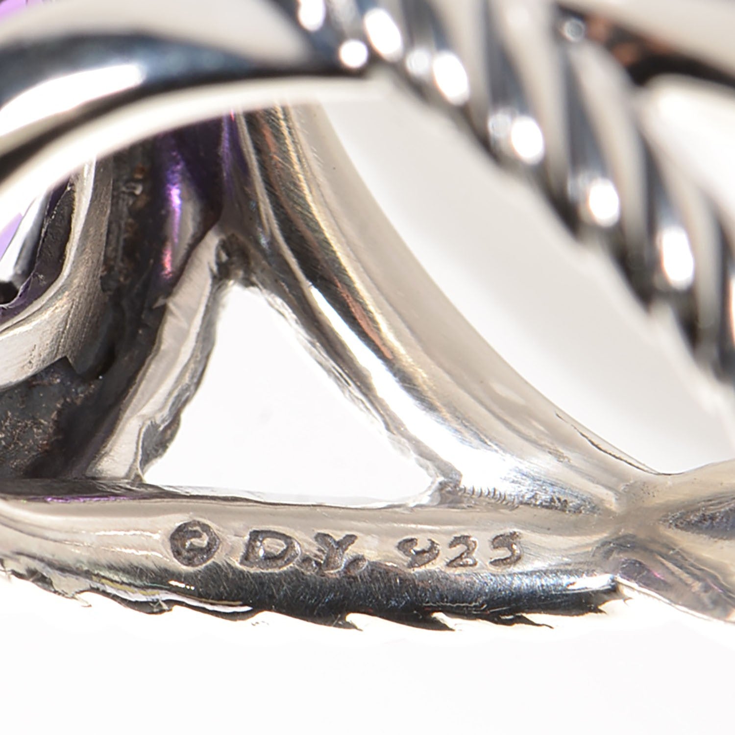 David Yurman Sterling Silver Amethyst 11mm Infinity Ring 53 6.5 4 of 5