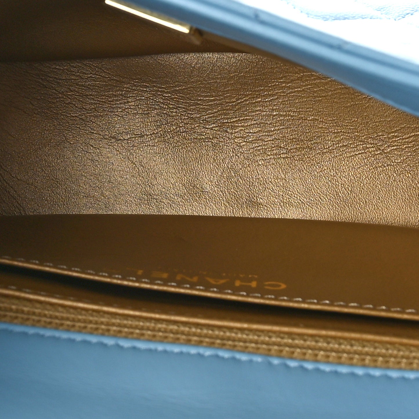 Lambskin Quilted Mini Pearl Crush Flap Light Blue