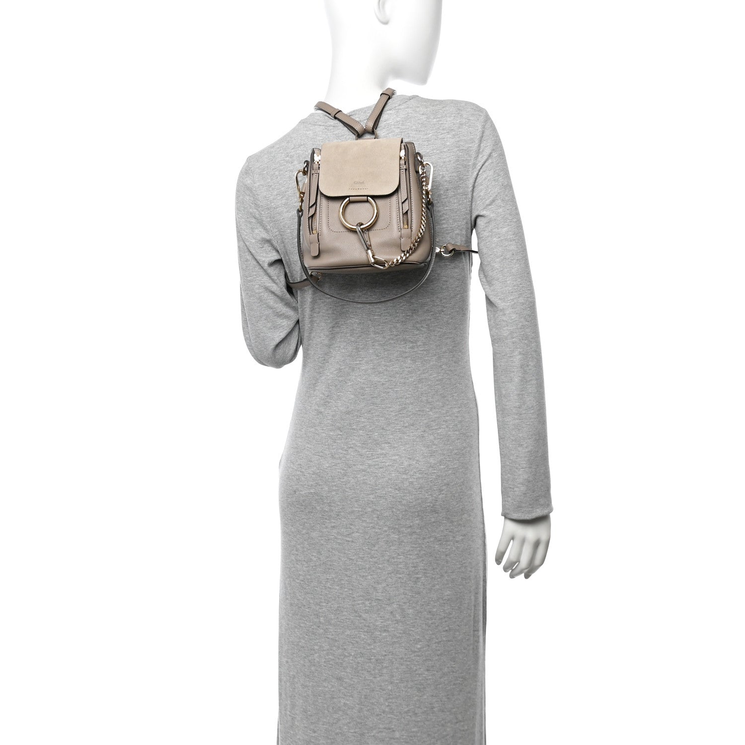 Chloe Suede Calfskin Mini Faye Backpack Motty Grey 2 of 10