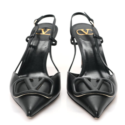 Valentino Garavani Calfskin Tonal Vlogo Slingback 80mm Pumps 38 Black 3 of 10