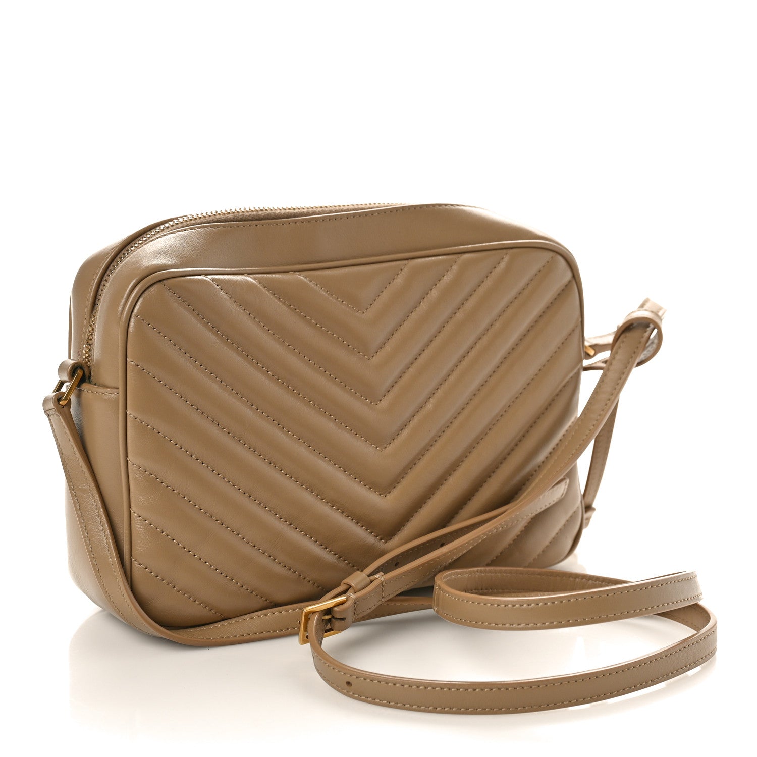 Saint Laurent Calfskin Matelasse Monogram Lou Camera Bag Dark Beige 3 of 11