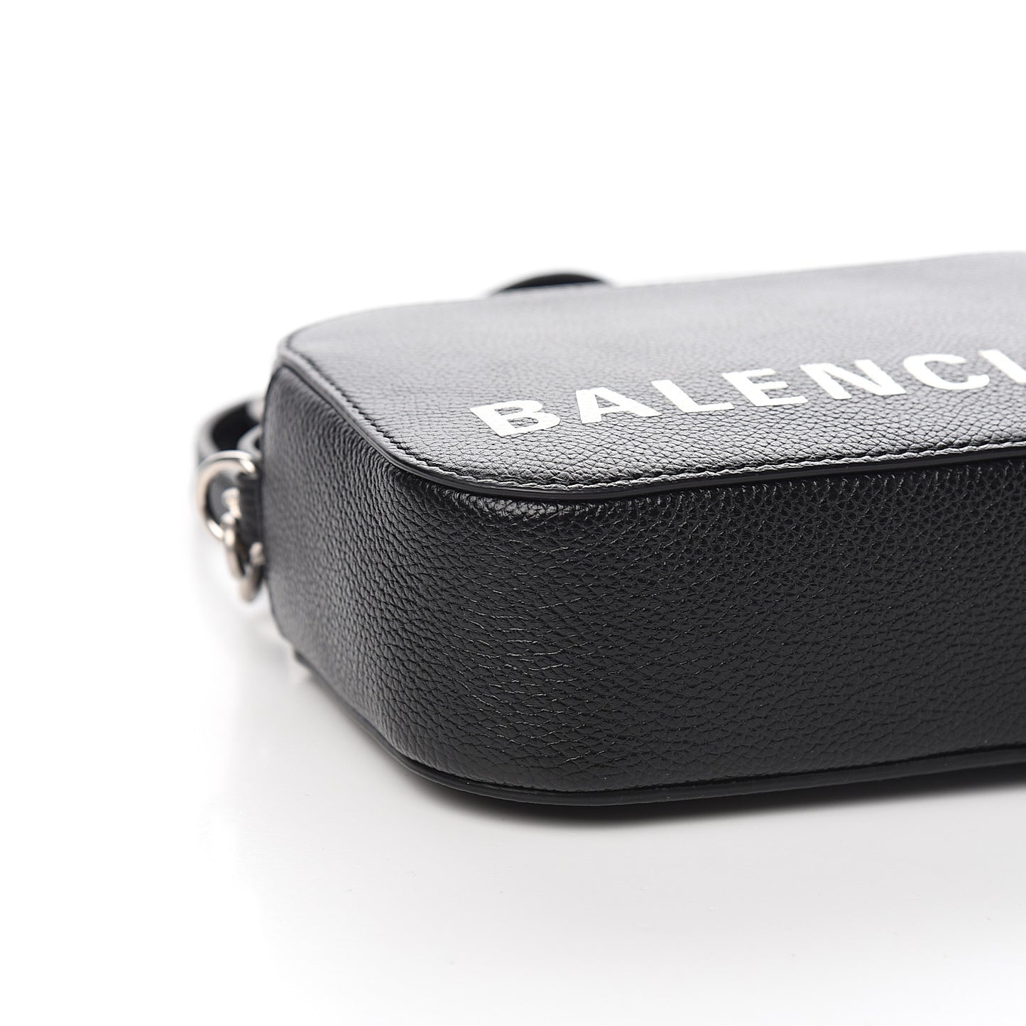 Grained Calfskin Logo XS Ville Top Handle Camera Bag Black White