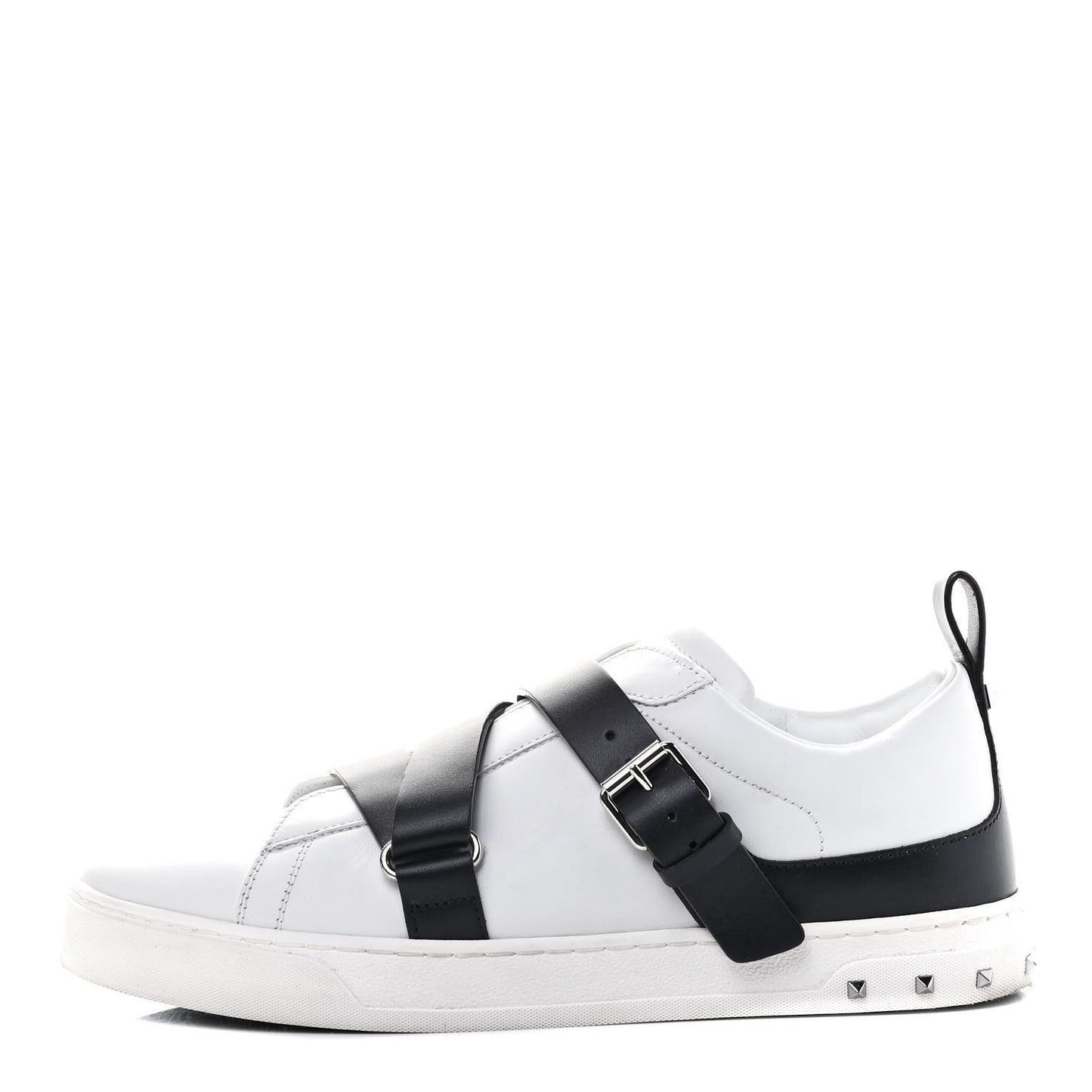 Calfskin Womens V Punk Low Top Sneakers 40 White Black