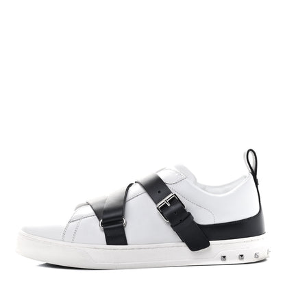 Valentino Garavani Calfskin Womens V Punk Low Top Sneakers 40 White Black 1 of 7