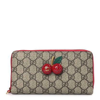 Gucci GG Supreme Monogram Cherries Zip Around Wallet Hibiscus Red 1 of 7
