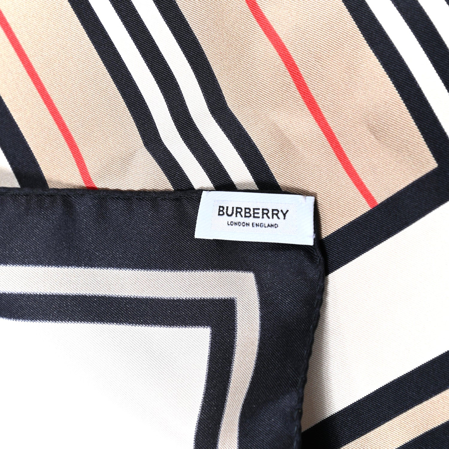 Burberry Silk Monogram Icon Stripe Check Print Scarf Archive Beige 2 of 3