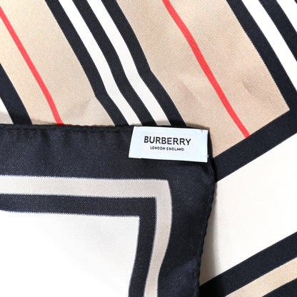 Burberry Silk Monogram Icon Stripe Check Print Scarf Archive Beige 2 of 3