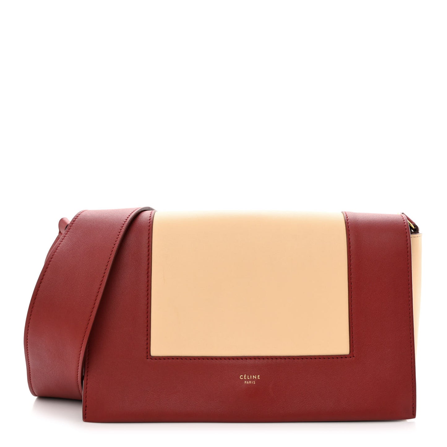 Shiny Smooth Calfskin Medium Frame Shoulder Bag Ruby Nude
