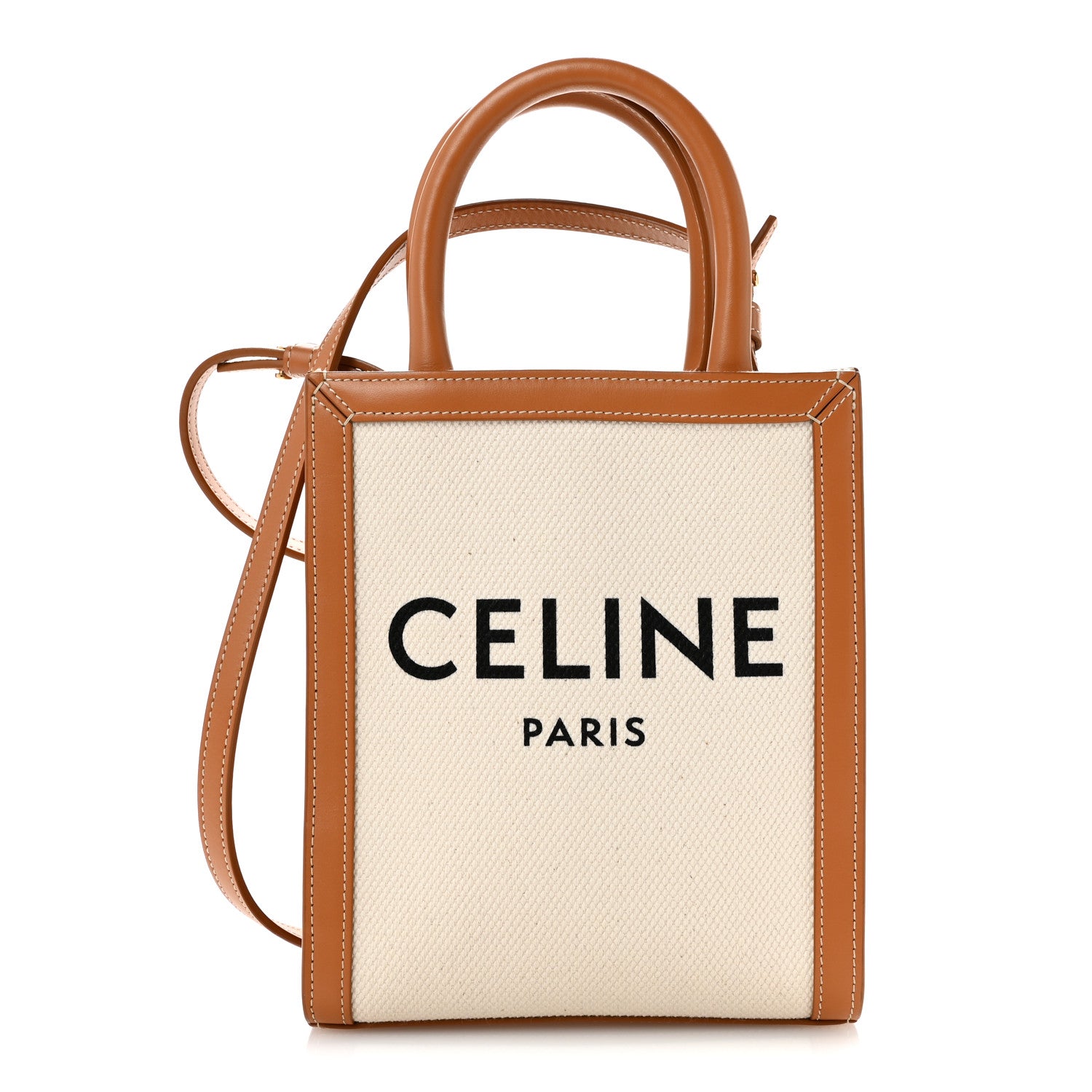 Celine Canvas Calfskin Mini Vertical Cabas Natural Tan 1 of 14