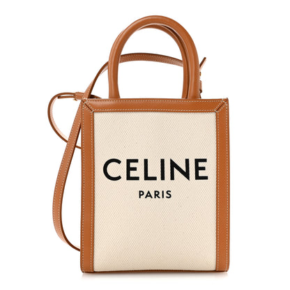 Celine Canvas Calfskin Mini Vertical Cabas Natural Tan 1 of 14