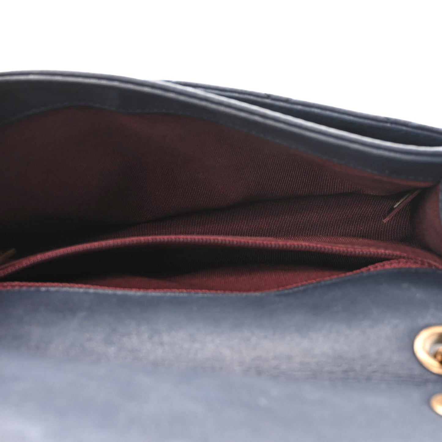 Iridescent Calfskin Small Happy Stitch Flap Navy