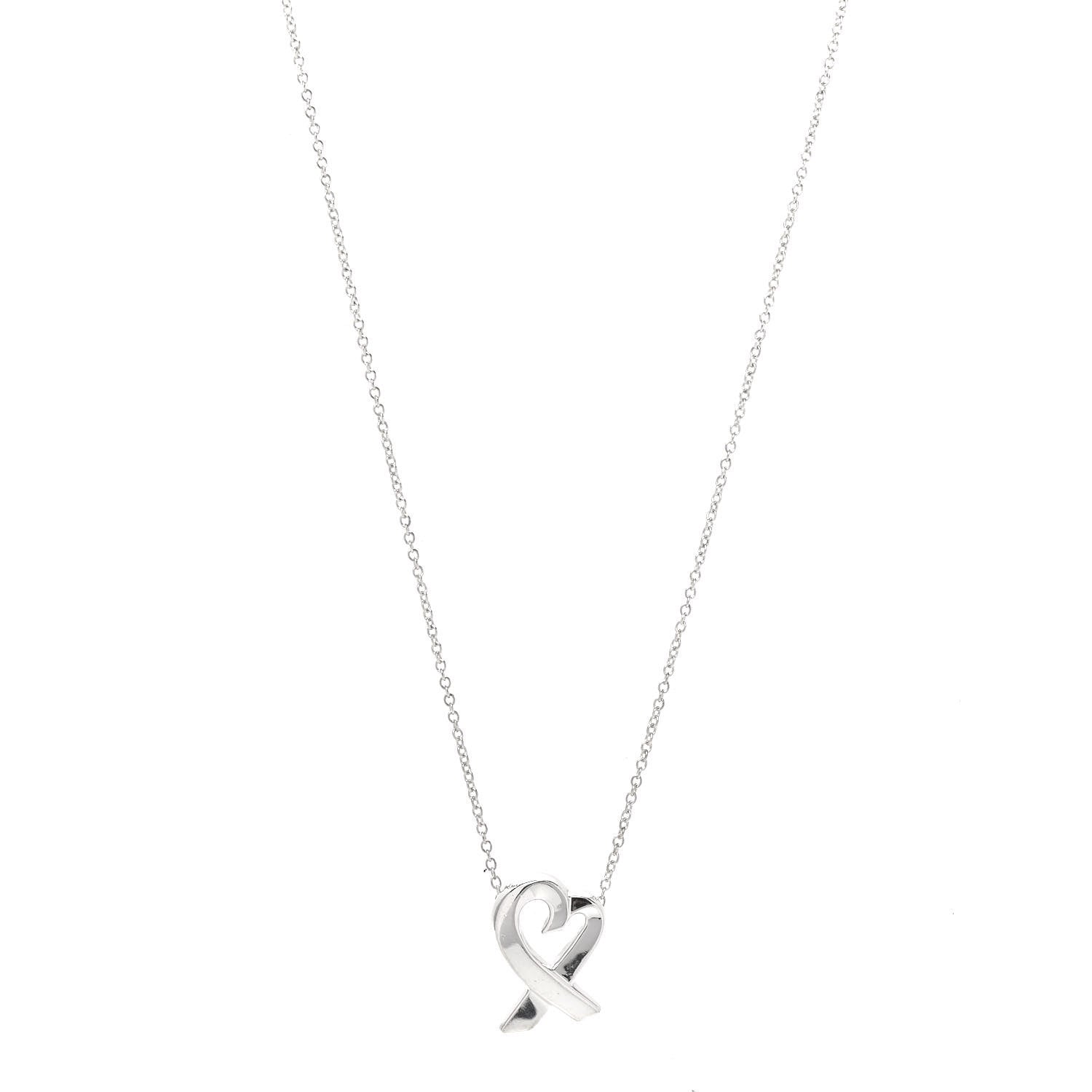 Tiffany Sterling Silver Small Paloma Picasso Loving Heart Pendant Necklace 1 of 6