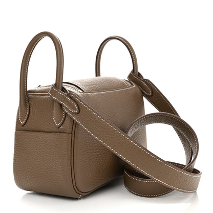Hermes Taurillon Clemence Mini Lindy 20 Etoupe 3 of 11