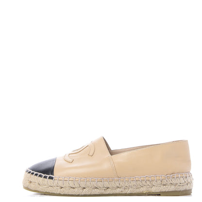 Chanel Lambskin CC Espadrilles 37 Beige Black 1 of 10
