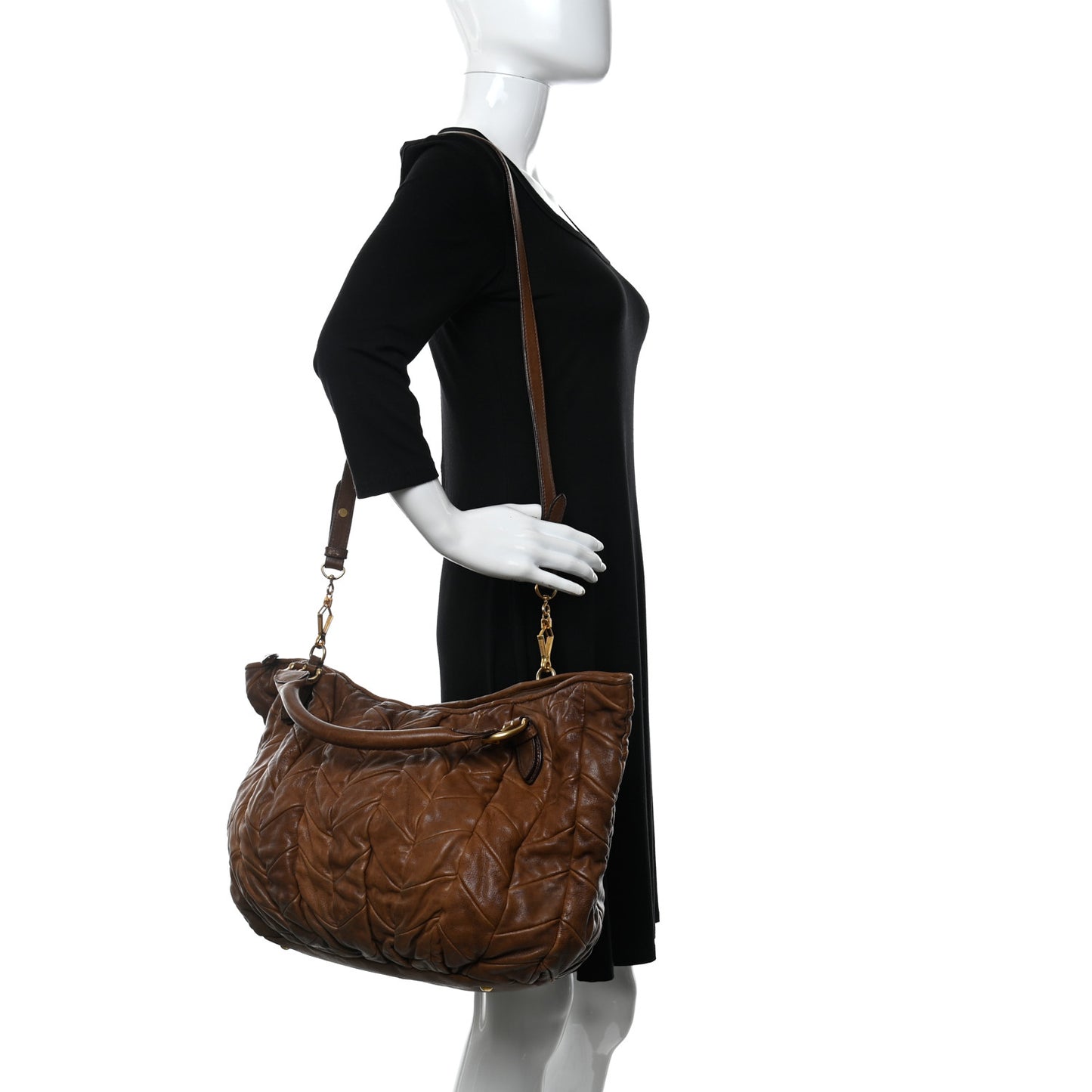 Nappa Large Patchwork Tote Brown