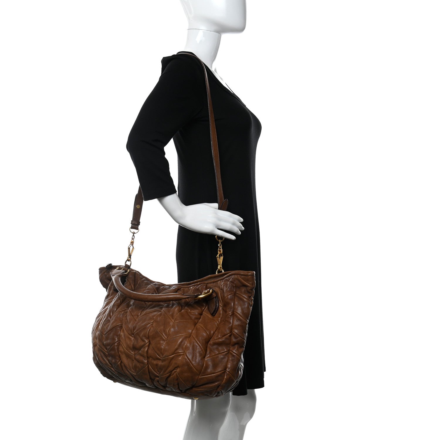 Miu Miu Nappa Large Patchwork Tote Brown 2 of 23