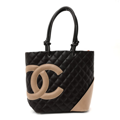 Chanel Calfskin Quilted Medium Cambon Tote Brown Beige 1 of 12