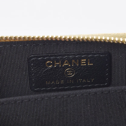 Chanel Metallic Calfskin Crocodile Embossed Cocodile Zip Coin Case Gold 6 of 8