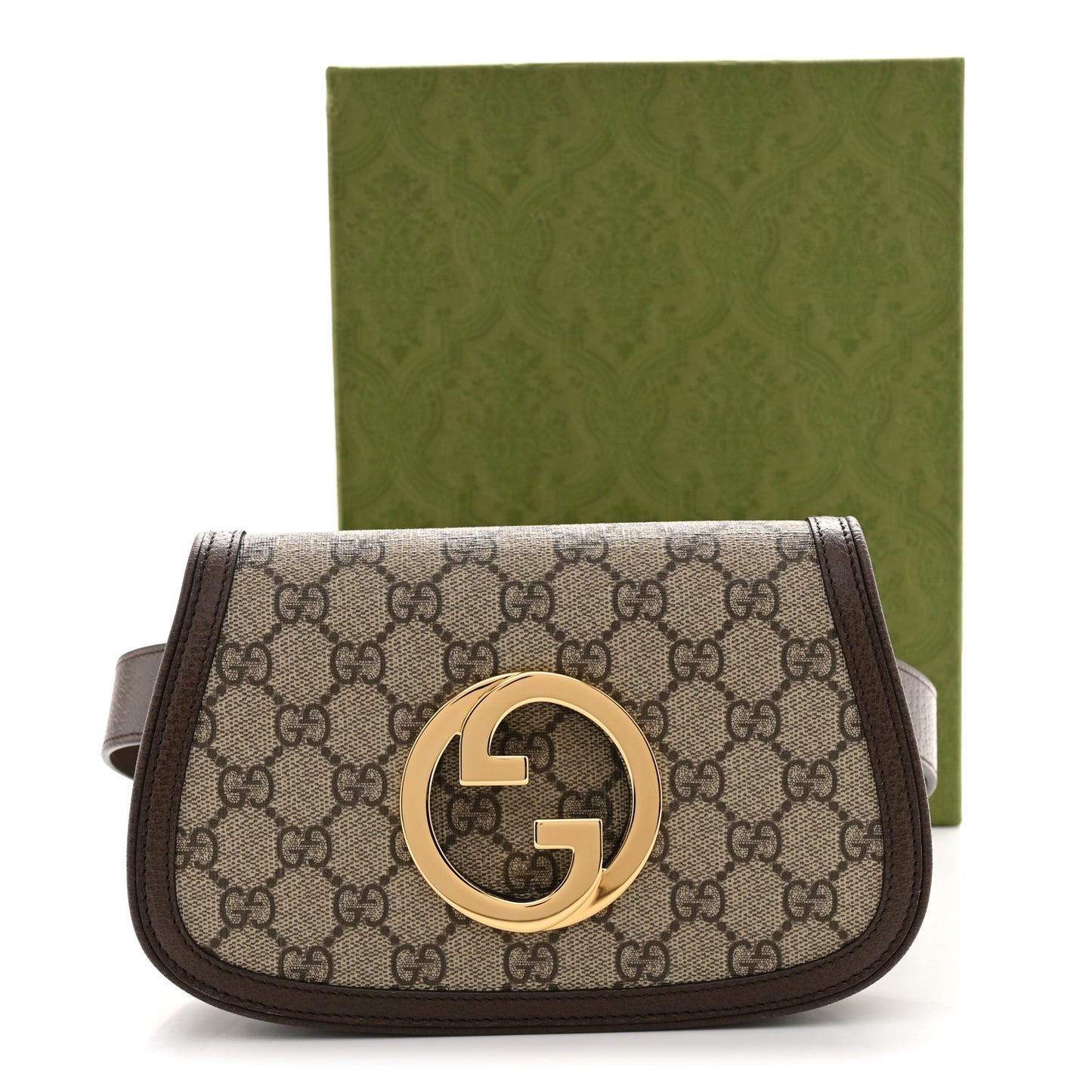GG Supreme Monogram Textured Dollar Calfskin Blondie Belt Bag 75 30 Beige Ebony New Acero