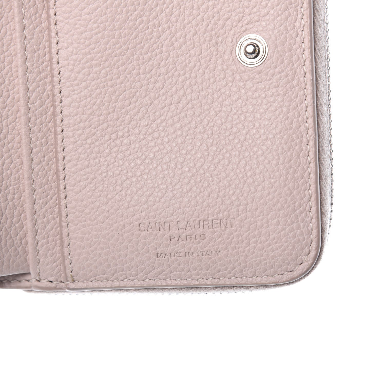 Saint Laurent Grained Calfskin Rive Gauche Compact Zip Around Wallet Pink 6 of 6