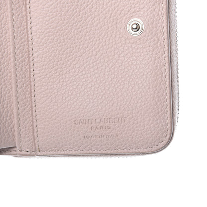 Saint Laurent Grained Calfskin Rive Gauche Compact Zip Around Wallet Pink 6 of 6