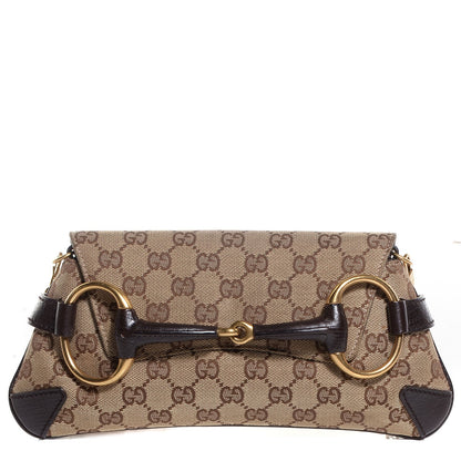 Gucci Monogram Horsebit Clutch Brown 1 of 7