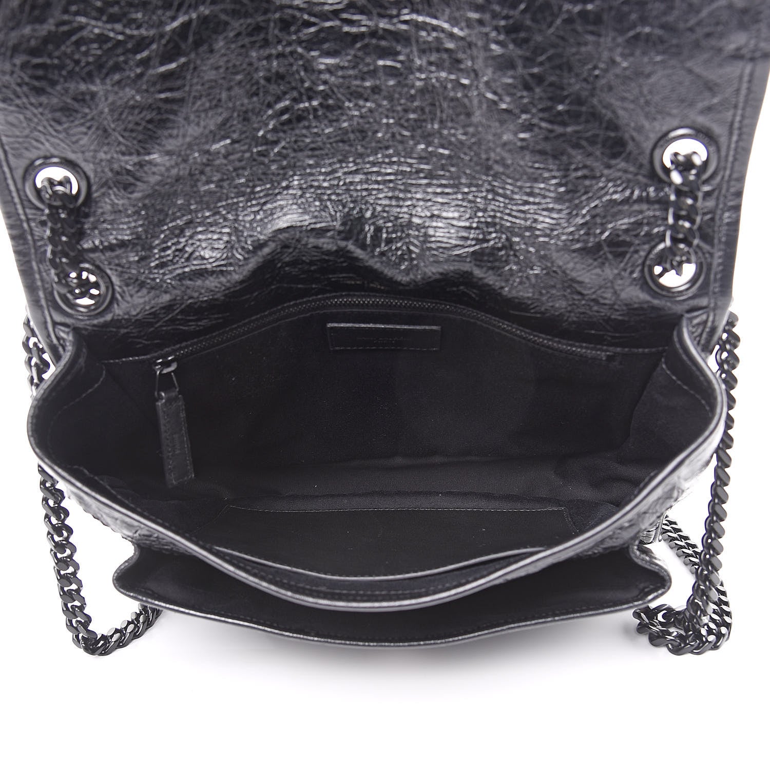 Saint Laurent Crinkled Calfskin Matelasse Monogram Medium Niki Chain Satchel Black 5 of 10
