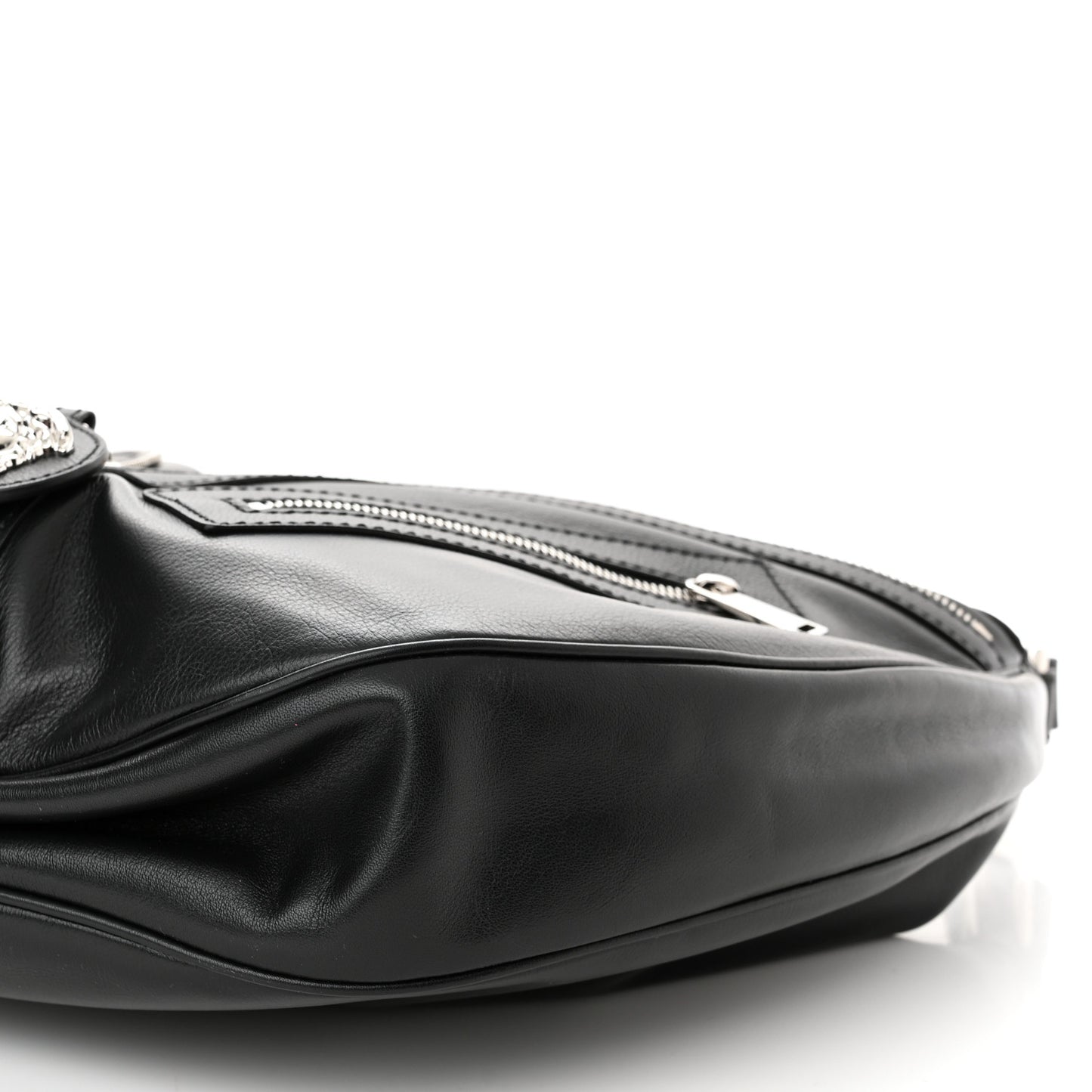 Calfskin Medium Repeat Zip Hobo Black