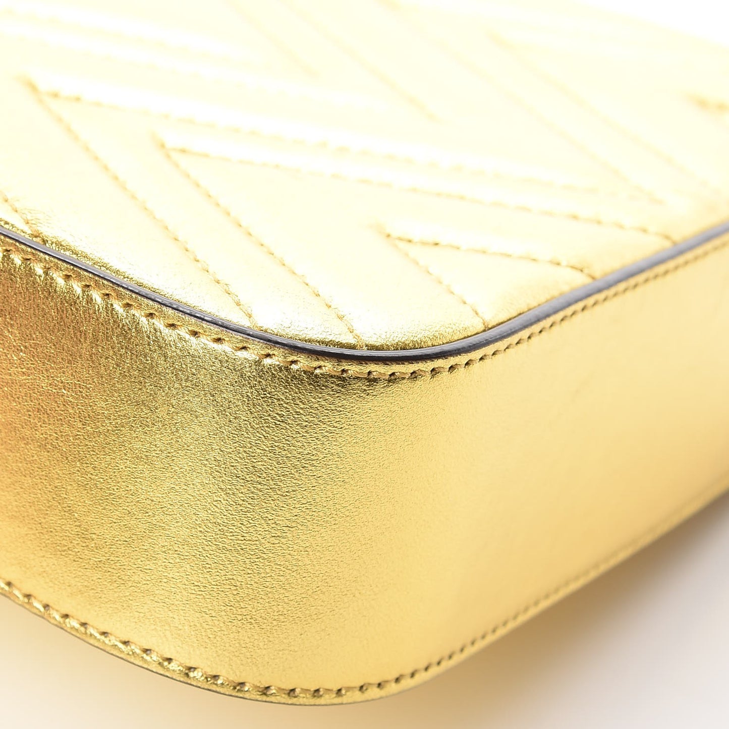 Metallic Nappa Matelasse Broadway Shoulder Bag Gold