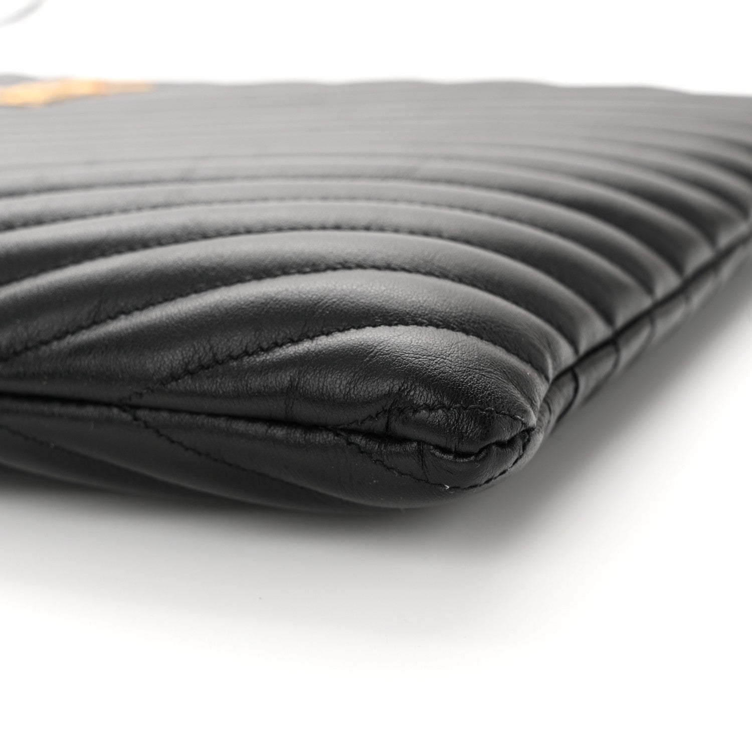 Saint Laurent Calfskin Matelasse Chevron Monogram Document Holder Black 10 of 15