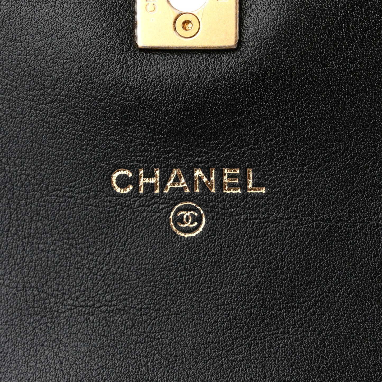 Calfskin Quilted Coco Mail Clutch With Chain Black