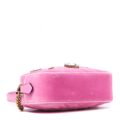 Gucci Velvet Matelasse Marquise Crystals Mini GG Marmont Chain Shoulder Bag Malva 3 of 8