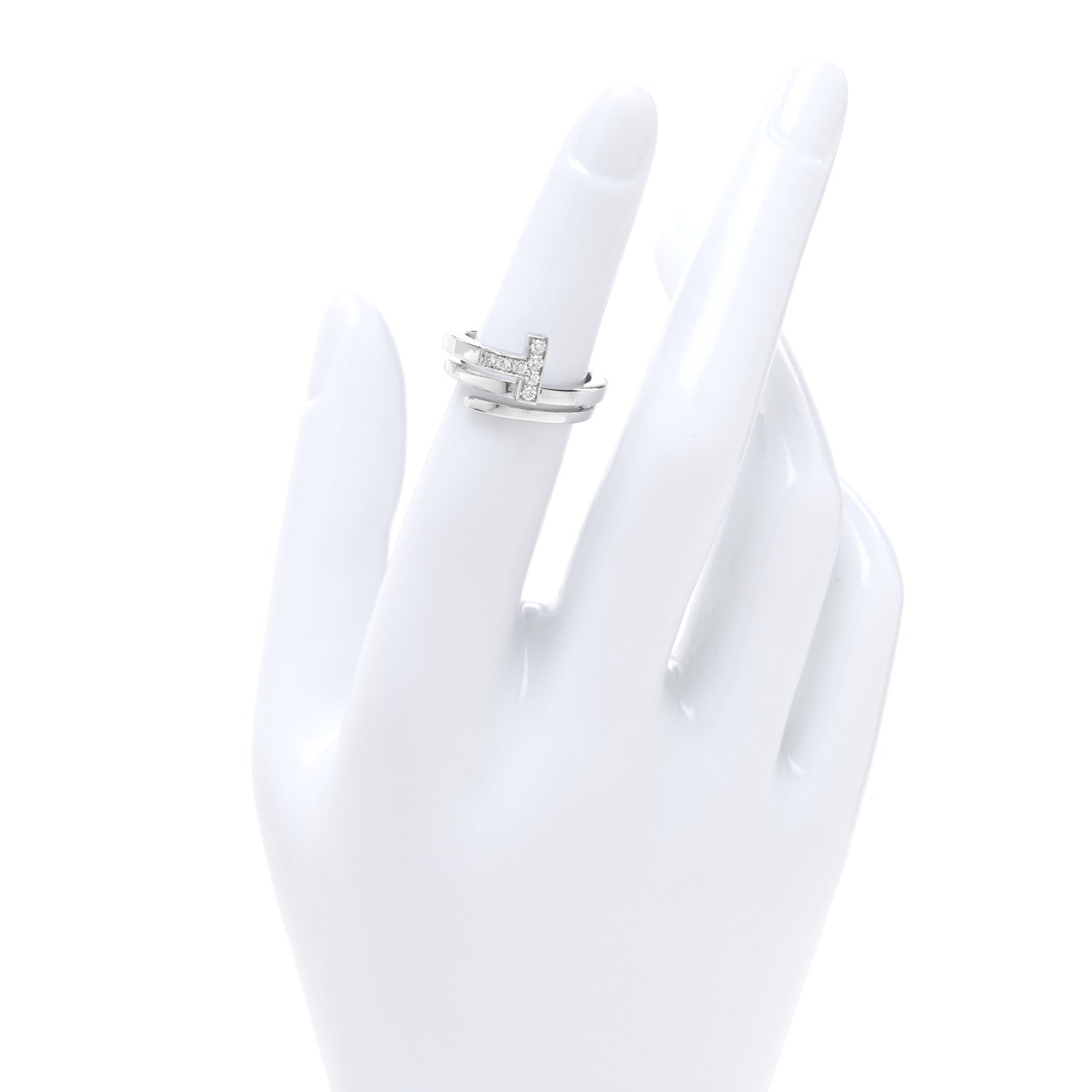 Tiffany 18K White Gold Diamond T Square Wrap Ring 49/5 2 of 5