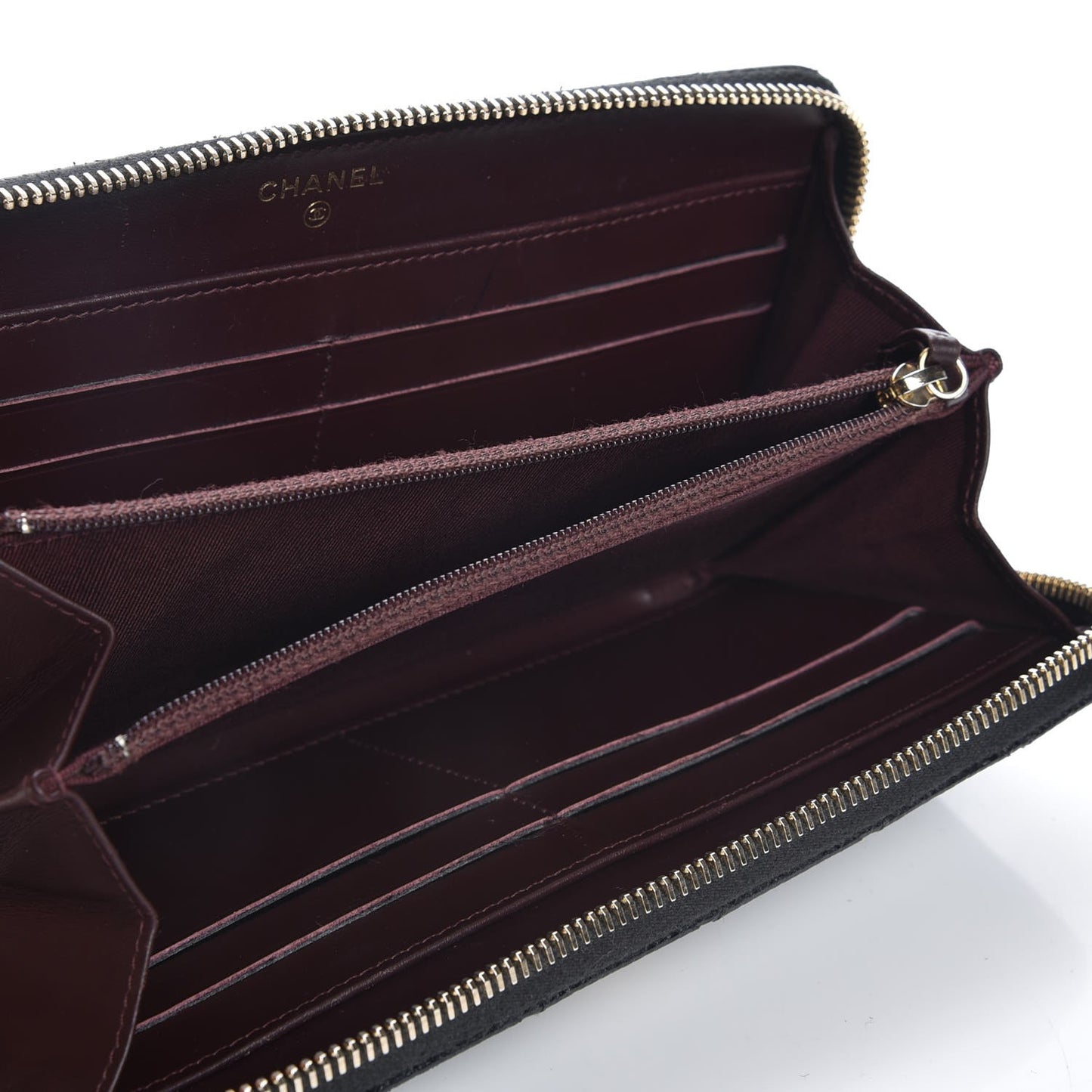 Caviar Quilted Large Gusset Zip Around Wallet Black
