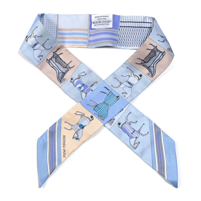 Hermes Silk Couvertures Nouvelles Twilly Ciel Marine Sable 1 of 4