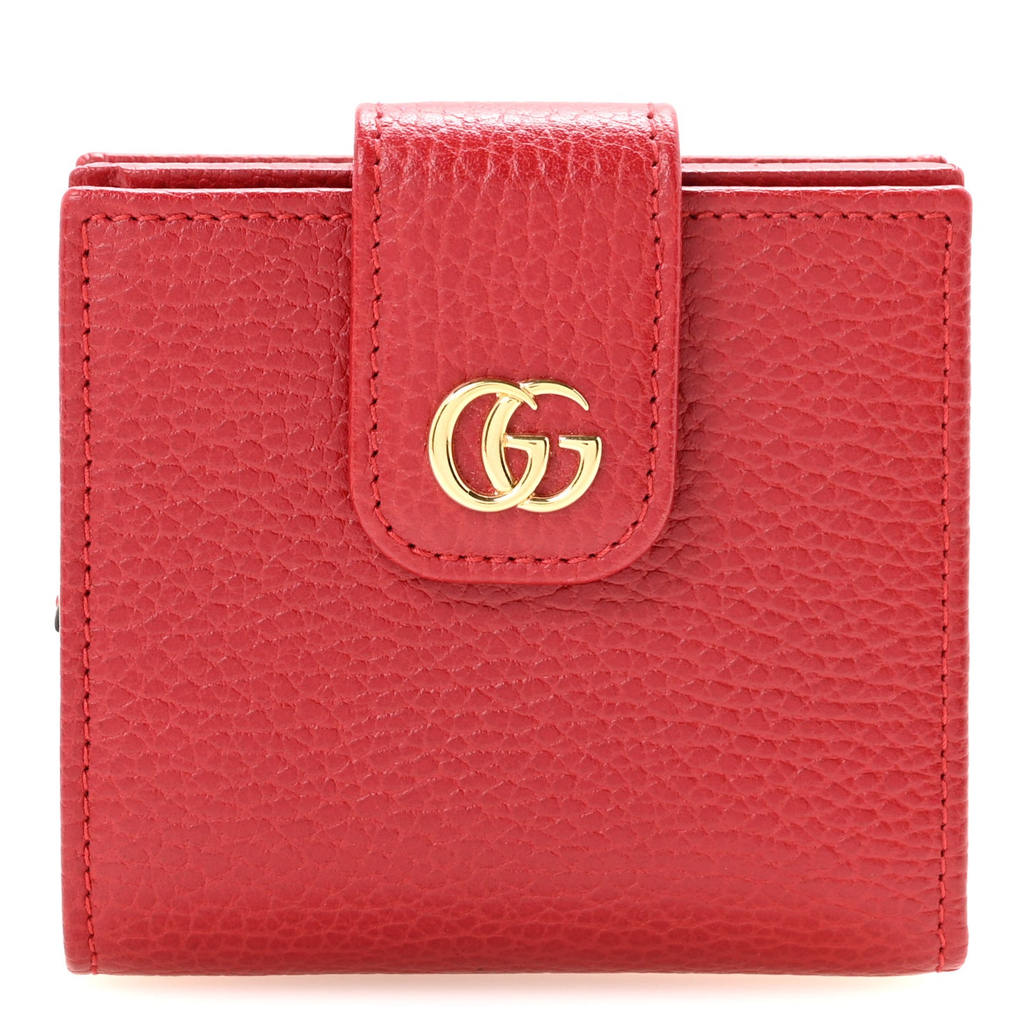 Dollar Calfskin GG Marmont French Wallet Hibiscus Red
