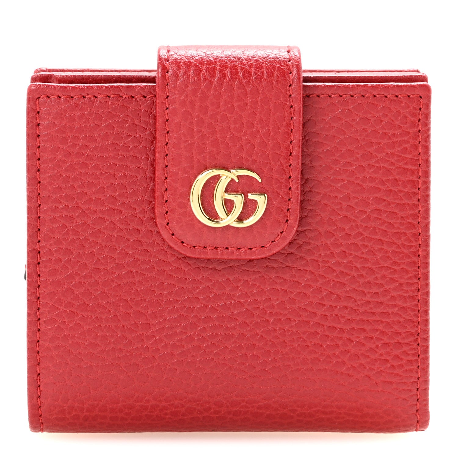 Gucci Dollar Calfskin GG Marmont French Wallet Hibiscus Red 1 of 7