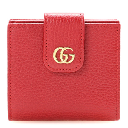 Gucci Dollar Calfskin GG Marmont French Wallet Hibiscus Red 1 of 7