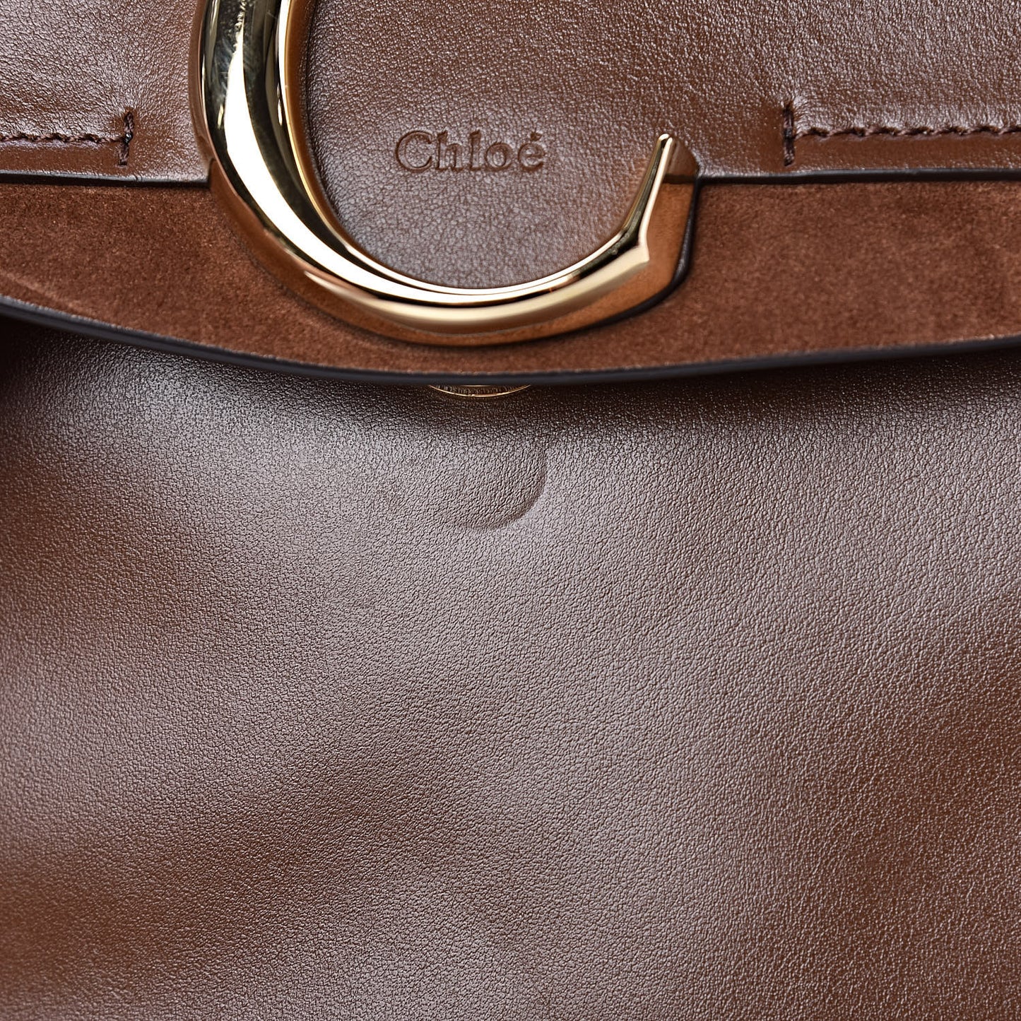 Calfskin Suede Medium C Shoulder Bag Sharp Brown