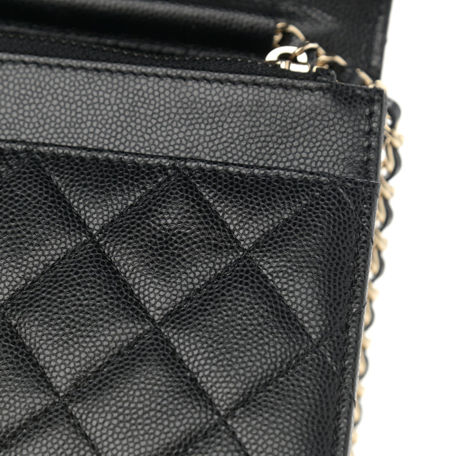 Chanel Caviar Quilted Crystal CC Wallet On Chain WOC Black 12 of 13