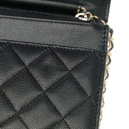 Chanel Caviar Quilted Crystal CC Wallet On Chain WOC Black 12 of 13