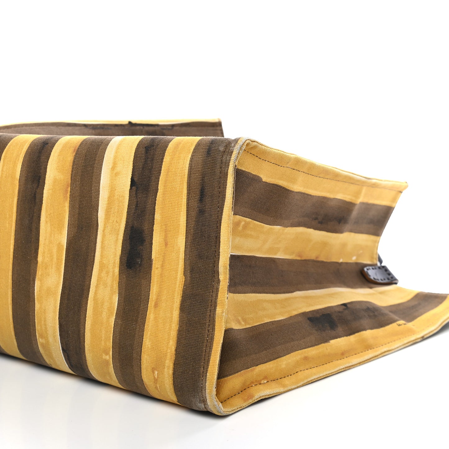 Canvas Striped Shopping Tote Yellow