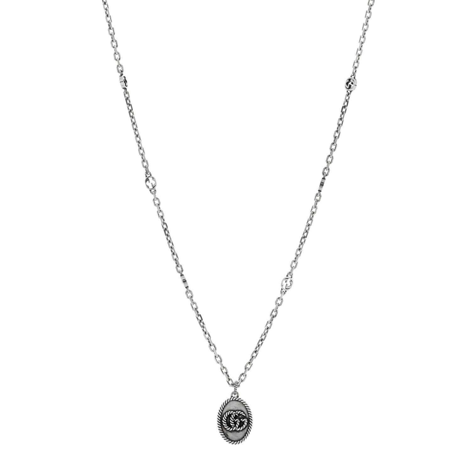 Gucci Sterling Silver GG Marmont Double G Pendant Necklace 1 of 5