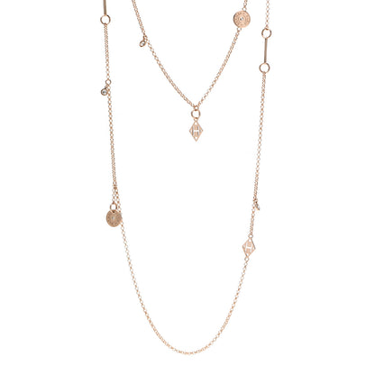Hermes 18K Rose Gold Diamond Long Gambade Necklace 1 of 6