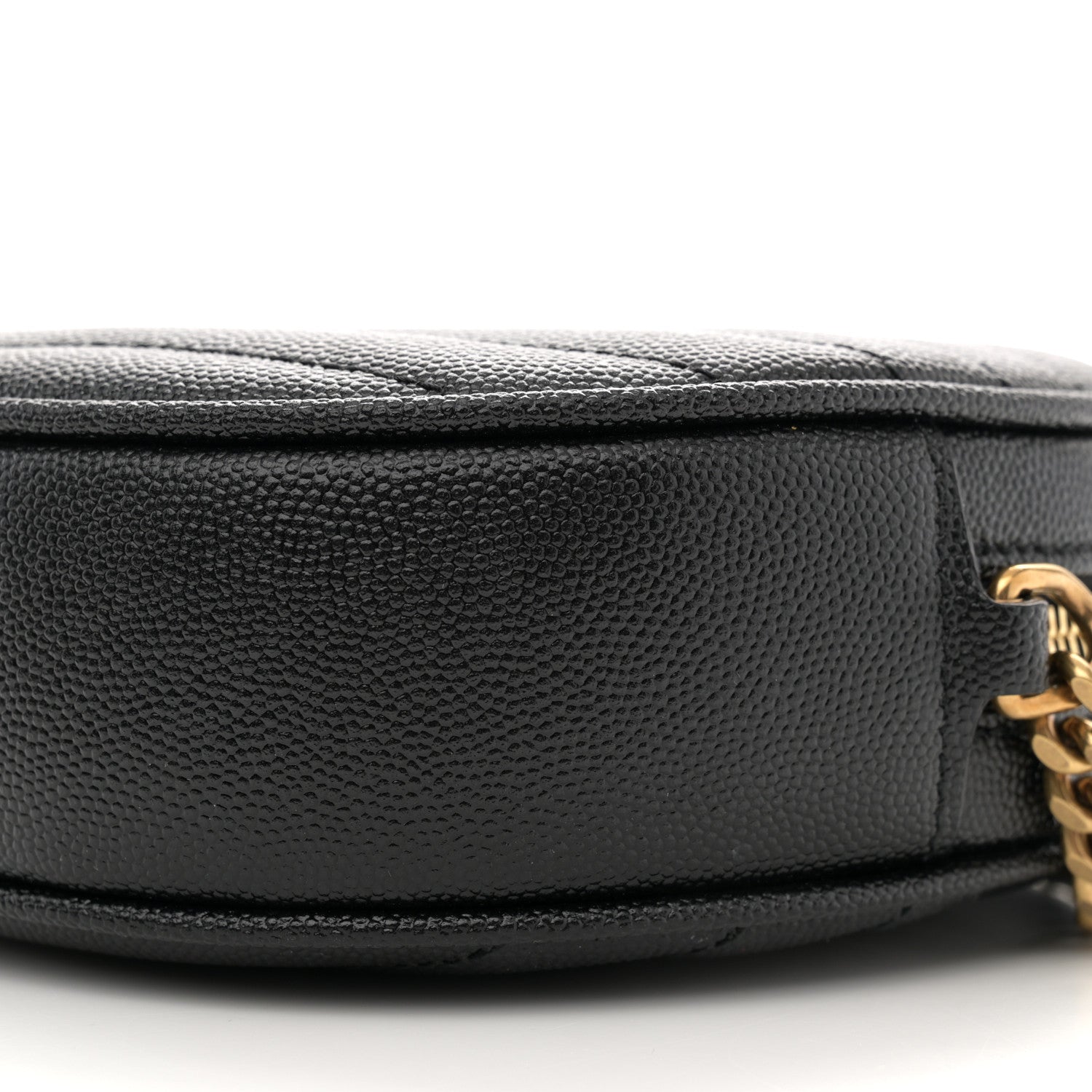 Saint Laurent Grain De Poudre Matelasse Chevron Quilted Round Vinyle Camera Bag Black 10 of 11
