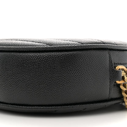 Saint Laurent Grain De Poudre Matelasse Chevron Quilted Round Vinyle Camera Bag Black 10 of 11