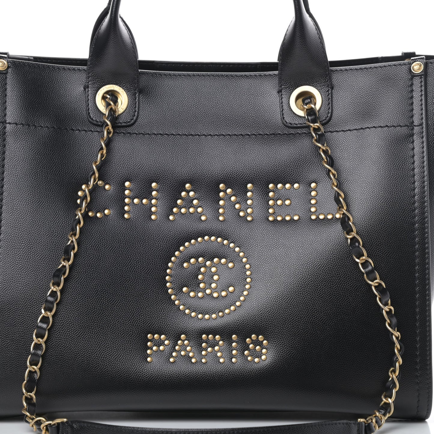 Caviar Small Studded Deauville Tote Black
